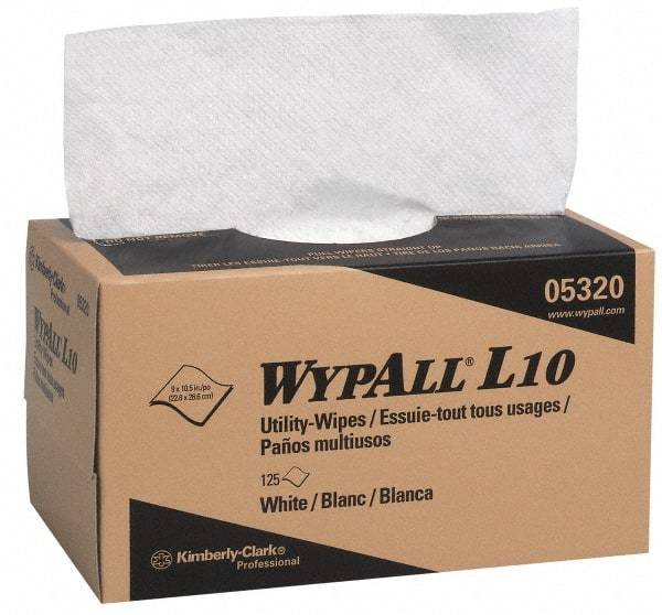 WypAll - Dry Shop Towel/Industrial Wipes - Pop-Up, 10-1/2" x 9" Sheet Size, White - Best Tool & Supply