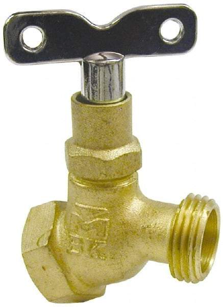 B&K Mueller - 1/2" Pipe, 125 psi WOG Rating, Brass Hose Bibb, Stop Valve - Loose Key Handle, FNPT x GHT End Connections - Best Tool & Supply