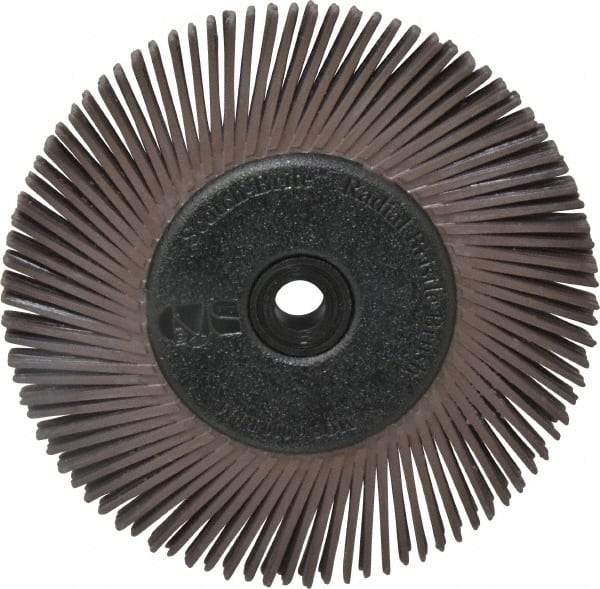 3M - 6" Diam, 1/2" Max Face Width, Plain Hole Radial Bristle Brush - 36 Grit, Very Coarse Grade, 6,000 Max RPM, Dark Brown - Best Tool & Supply