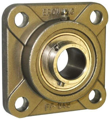 Browning - 1" ID, 3-3/4" OAL x 3-3/4" OAH 4-Bolt Flange - 1,651 Lb Static Cap, 2,801 Lb Dyn Cap, 2-3/4" Btw Mnt Hole Ctrs, Stainless Steel - Best Tool & Supply