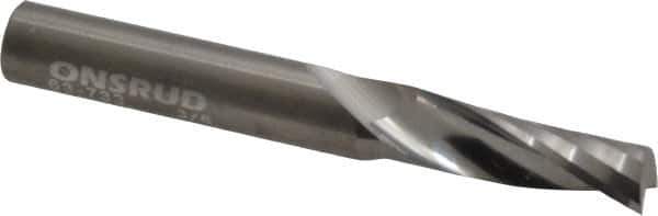 Onsrud - 3/8" Cutting Diam x 1-1/8" Length of Cut, 1 Flute, Upcut Spiral Router Bit - Uncoated, Right Hand Cut, Solid Carbide, 3" OAL x 3/8" Shank Diam, Single Edge, 21° Helix Angle - Best Tool & Supply