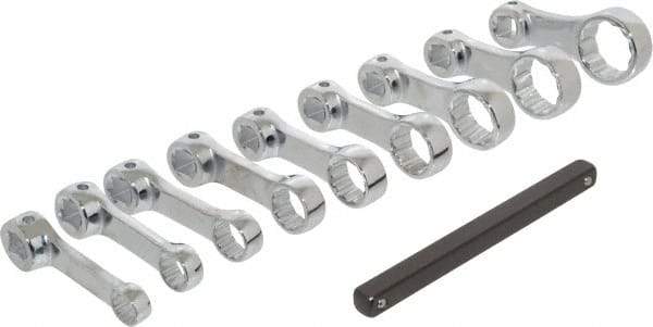 Proto - 9 Piece 3/8" Drive Torque Adapter Set - 3/8 to 7/8", with Clip Rail - Best Tool & Supply