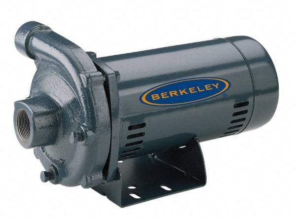 Berkeley - ODP Motor, 115/230 Volt, 1 Phase, Cast Iron Straight Pump - 1-1/4 Inch Inlet, 1 Inch Outlet, 113 Max Head psi, Noryl Impeller - Best Tool & Supply