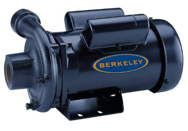 Berkeley - TEFC Motor, 230 Volt, 1 Phase, 2 HP, Cast Iron Straight Pump - 1-1/2 Inch Inlet, 1-1/4 Inch Outlet, 131 Max Head psi, Brass Impeller - Best Tool & Supply