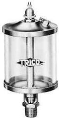 Trico - 1 Outlet, Glass Bowl, 5 Ounce Manual-Adjustable Oil Reservoir - 3/8 NPT Outlet, 2-5/8" Diam x 6-1/16" High - Best Tool & Supply