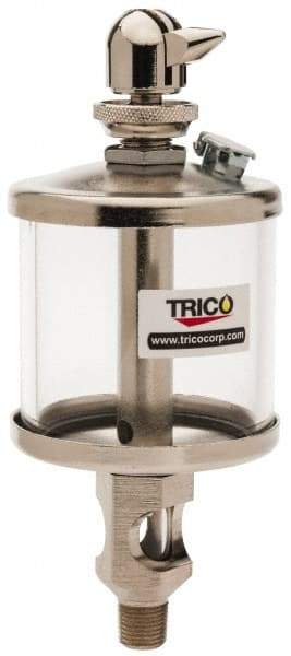 Trico - 1 Outlet, Glass Bowl, 2.5 Ounce Manual-Adjustable Oil Reservoir - 1/8 NPT Outlet, 2-1/8" Diam x 5-7/16" High - Best Tool & Supply