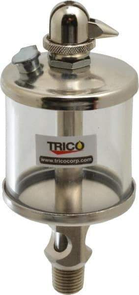 Trico - 1 Outlet, Glass Bowl, 2.5 Ounce Manual-Adjustable Oil Reservoir - 1/4 NPT Outlet, 2-1/8" Diam x 5-7/16" High - Best Tool & Supply