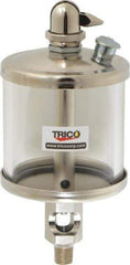 Trico - 1 Outlet, Glass Bowl, 5 Ounce Manual-Adjustable Oil Reservoir - 1/8 NPT Outlet, 2-5/8" Diam x 6-1/16" High - Best Tool & Supply