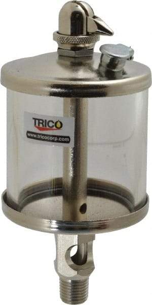 Trico - 1 Outlet, Glass Bowl, 5 Ounce Manual-Adjustable Oil Reservoir - 1/4 NPT Outlet, 2-5/8" Diam x 6-1/16" High - Best Tool & Supply