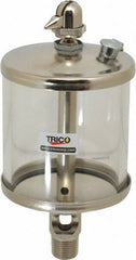 Trico - 1 Outlet, Glass Bowl, 10 Ounce Manual-Adjustable Oil Reservoir - 3/8 NPT Outlet, 3-1/8" Diam x 6-13/16" High - Best Tool & Supply