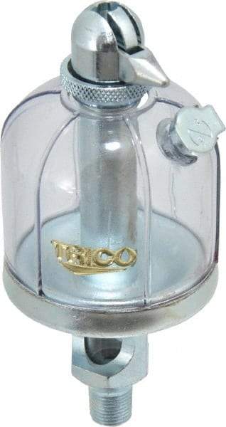 Trico - 1 Outlet, Acrylic Bowl, 2 Ounce Manual-Adjustable Oil Reservoir - 1/8 NPT Outlet, 1-15/16" Diam x 4-1/2" High - Best Tool & Supply