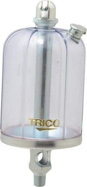 Trico - 1 Outlet, Acrylic Bowl, 8 Ounce Manual-Adjustable Oil Reservoir - 1/8 NPT Outlet, 2-5/8" Diam x 6-3/8" High - Best Tool & Supply