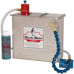 Kool Mist - 1 Outlet, 3 Gal Tank Capacity, Stainless Steel Tank Mist Coolant System - 4' Coolant Line Length, 18" Hose Length, 5/16" Nozzle Diam - Best Tool & Supply