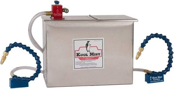 Kool Mist - 4 Outlet, 3 Gal Tank Capacity, Stainless Steel Tank Mist Coolant System - 4' Coolant Line Length, 18" Hose Length, 5/16" Nozzle Diam - Best Tool & Supply