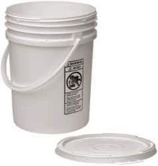 Made in USA - 5.5 Gallon Closure Capacity, Screw On Closure, White Drum Pail - Polyethylene, UN 12H2/Y24/S - Best Tool & Supply