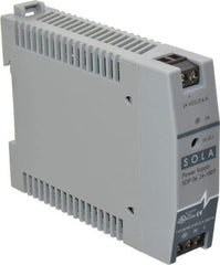 Sola/Hevi-Duty - 100 Watt, 0.60 Amp, 264 VAC, 375 VDC Input, 24 to 28 VDC Output, DIN Rail Power Supply - Screw Terminal Connection, 1 Output, 0.9 Inch Wide x 3.8 Inch Deep x 2.95 Inch High, Up to 80% Efficiency, 14 to 140°F, Green LED Display - Best Tool & Supply