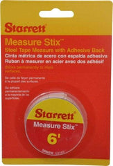 Starrett - 6 Ft. Long x 3/4 Inch Wide, 1/32 and 1/16 Inch Graduation, White, Steel Adhesive Tape Measure - Best Tool & Supply