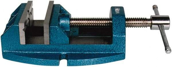 Wilton - 4" Jaw Opening Capacity x 2-1/8" Throat Depth, Horizontal Drill Press Vise - 4" Wide x 2-1/8" High Jaw, Stationary Base, Standard Speed, 10-1/4" OAL x 3.4" Overall Height, Cast Iron - Best Tool & Supply