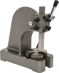 Interstate - 3/4" Ram, 3-1/4" Throat Depth, 1/2 Ton Manual Arbor Press - 4-1/2" Max Work Height x 6-1/2" Max Work Width, Single Leverage, 4" Base Width x 9-1/2" Base Depth - Best Tool & Supply