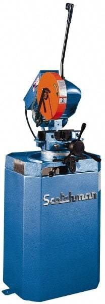 Scotchman - 2 Cutting Speeds, 10-3/4" Blade Diam, Cold Saw - 30 & 60 RPM Blade Speed, Floor Machine, 3 Phase, Compatible with Ferrous Material - Best Tool & Supply