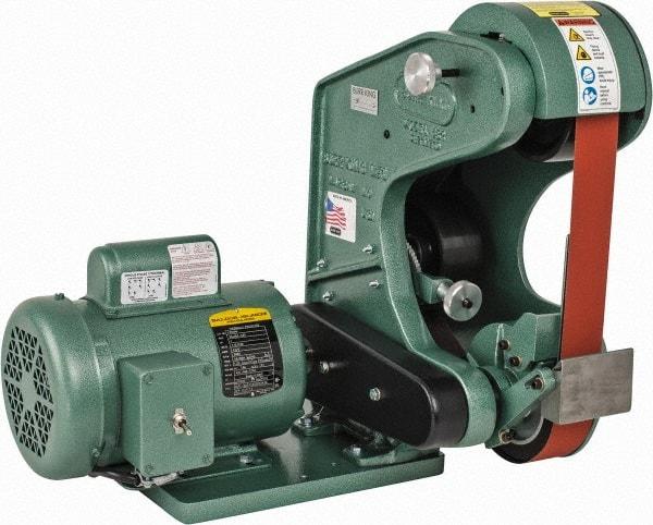 Burr King - 48 Inch Long x 2 Inch Wide Belt Grinder - 1 hp, 120 Volts, Vertical Belt, 6,000 Ft. per Min Belt Speed - Best Tool & Supply