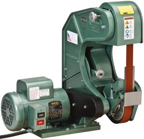 Burr King - 60 Inch Long x 1-1/2 Inch Wide Belt Grinder - 1.5 hp, 120 Volts, Vertical Belt, 800 to 8,000 Ft. per Min Belt Speed - Best Tool & Supply