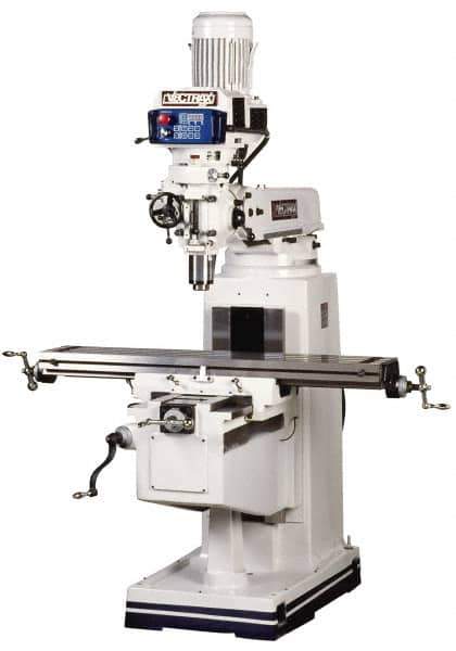 Vectrax - 10" Table Width x 54" Table Length, Electronic Variable Speed Control, 3 Phase Knee Milling Machine - NT40 Spindle Taper, 5 hp - Best Tool & Supply