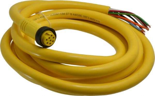 Brad Harrison - 7 Amp, Female Straight to Pigtail Cordset Sensor and Receptacle - 600 Volt, 3.66m Cable Length, IP67 Ingress Rating - Best Tool & Supply