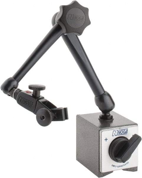 Noga - 175 Lb Magnetic Force, Fine Adjustment Indicator Positioner & Holder with Base - Articulated Arm, Rectangular Base, 55mm Base Height, 60mm Base Length, 50mm Base Width - Best Tool & Supply