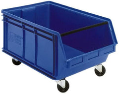 Quantum Storage - 300 Lb. Load Capacity, 29" Deep, Blue Polyethylene Hopper Stacking Bin - 14-7/8" High x 18-3/8" Wide x 29" Long - Best Tool & Supply