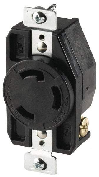 Cooper Wiring Devices - 480 VAC, 30 Amp, L8-30R NEMA, Self Grounding Receptacle - 2 Poles, 3 Wire, Female End, Black - Best Tool & Supply