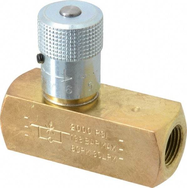 Parker - 8 GPM 3/8 Inlet Brass Hydraulic Control Valve - 3/8-18 Thread - Best Tool & Supply