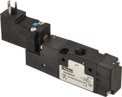 Parker - 1/8", 3-Way Body Ported Stacking Solenoid Valve - 24 VDC, 0.75 CV Rate, Air Return, 2.14" High x 4.2" Long - Best Tool & Supply