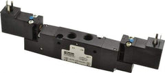 Parker - 1/8", 4-Way Body Ported Stacking Solenoid Valve - 24 VDC, 0.6 CV Rate, 2.14" High x 6.44" Long - Best Tool & Supply