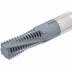 Iscar - UN, 0.39" Cutting Diam, 3 Flute, Solid Carbide Helical Flute Thread Mill - External Thread, 1" LOC, 3" OAL, 3/8" Shank Diam - Exact Industrial Supply