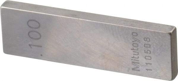 Mitutoyo - 0.1" Rectangular Steel Gage Block - Accuracy Grade 0, Includes Certificate of Inspection - Best Tool & Supply