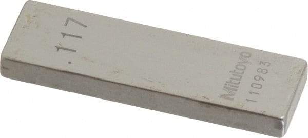 Mitutoyo - 0.117" Rectangular Steel Gage Block - Accuracy Grade 0, Includes Certificate of Inspection - Best Tool & Supply