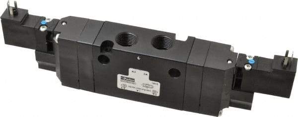 Parker - 4-Way Body Ported Stacking Solenoid Valve - 24 VDC, 1.1 CV Rate, 8.45" Long - Best Tool & Supply