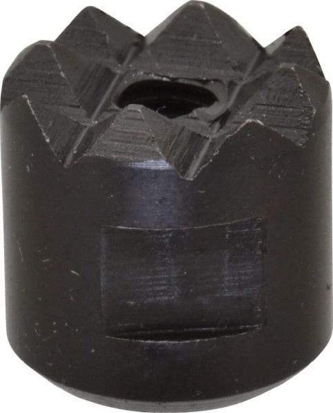 Fairlane - 10-32 Thread, 1/2" Diam, 1/2" High, Threaded, Coarse Tooth Grade Diamond Serration Tooth Pattern, High Speed Steel, Round Positioning Gripper - 3/16" Flat Width, Black Oxide Coated - Best Tool & Supply