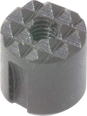 Fairlane - 10-32 Thread, 1/2" Diam, 1/2" High, Threaded, Fine Tooth Grade Diamond Serration Tooth Pattern, High Speed Steel, Round Positioning Gripper - 0.13" Flat Width, Black Oxide Coated - Best Tool & Supply