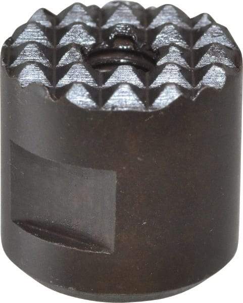 Fairlane - 10-32 Thread, 1/2" Diam, 1/2" High, Threaded, Extra Fine Tooth Grade Diamond Serration Tooth Pattern, High Speed Steel, Round Positioning Gripper - 3/16" Flat Width, Black Oxide Coated - Best Tool & Supply