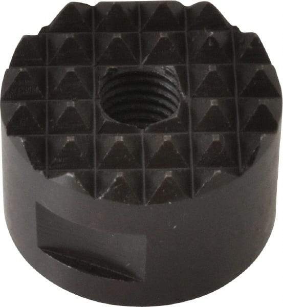 Fairlane - 1/4-28 Thread, 3/4" Diam, 1/2" High, Threaded, Fine Tooth Grade Diamond Serration Tooth Pattern, High Speed Steel, Round Positioning Gripper - 3/16" Flat Width, Black Oxide Coated - Best Tool & Supply