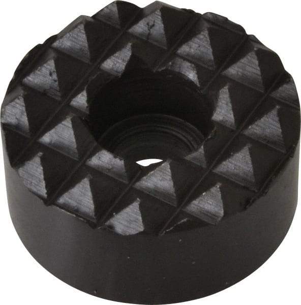 Fairlane - 1" Diam, 1/2" High, 1/4 C Bore SHCS, Counterbored, Coarse Tooth Grade Diamond Serration Tooth Pattern, High Speed Steel, Round Positioning Gripper - Black Oxide Coated - Best Tool & Supply