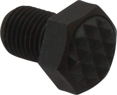 Fairlane - Serrated Tooth, 3/8-24, 1/2" Shank Length, 1/2" Thread Length, Black Oxide Finish, Hex Head, Adjustable Positioning Gripper - 1/2" Pad Diam, 9/16" Hex, 9/32" Head Height, Fine Tooth Grade - Best Tool & Supply