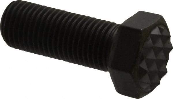 Fairlane - Serrated Tooth, 3/8-24, 1" Shank Length, 1" Thread Length, Black Oxide Finish, Hex Head, Adjustable Positioning Gripper - 1/2" Pad Diam, 9/16" Hex, 9/32" Head Height, Fine Tooth Grade - Best Tool & Supply