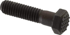 Fairlane - Serrated Tooth, 3/8-16, 1-1/2" Shank Length, 1-1/8" Thread Length, Black Oxide Finish, Hex Head, Adjustable Positioning Gripper - 1/2" Pad Diam, 9/16" Hex, 9/32" Head Height, Extra Fine Tooth Grade - Best Tool & Supply