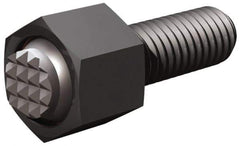 Fairlane - 1/4-20, 1-1/2" Thread Length, 1/4" Ball Diam, Serrated Ball Pad Surface, Alloy Steel, Black Oxide, Hex Head, Swivel Action Gripper Assemblies - 3/8" Head Height, 7/16" Hex, 1/4" Contact Diam, High Speed Steel Ball - Best Tool & Supply