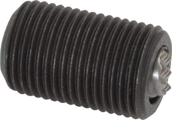 Fairlane - 5/8-18, 1" Thread Length, 3/8" Ball Diam, Serrated Ball Pad Surface, Alloy Steel, Black Oxide, Threaded, Swivel Action Gripper Assemblies - 5/16" Contact Diam, High Speed Steel Ball - Best Tool & Supply