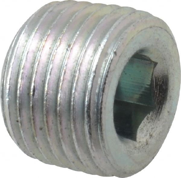 Industrial Pipe Hollow Hex Plug: 1/8″ Male Thread, MNPT 10,000 Max psi, Steel