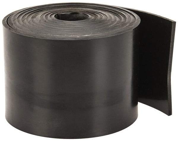 Made in USA - 3/32" Thick x 2" Wide x 5' Long Black Buna-N Rubber Roll - Stock Length, Plain Back, 50 Shore A Durometer, 2,500 psi Tensile Strength, -20°F to 170°F - Best Tool & Supply